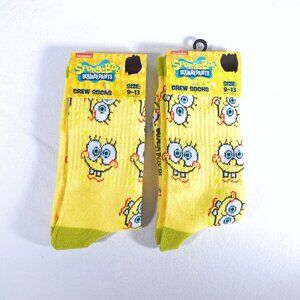 SpongeBob SquarePants Face 2 Pairs Novelty Crew Socks Mens